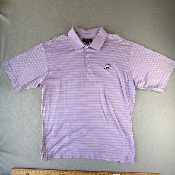 Cutter & Buck Other - Cutter & Buck Men's XL Lavender Striped Short Sleeve Golf Polo Embroidered Logo